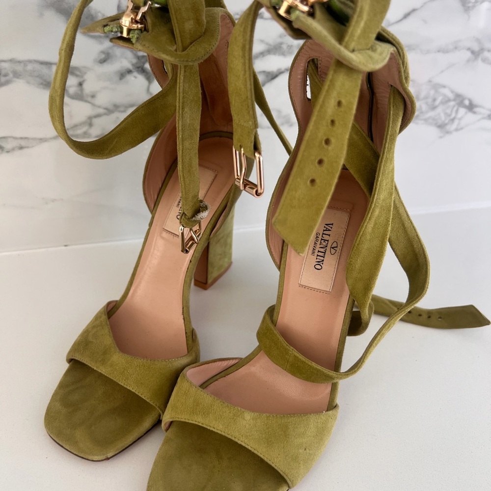 Valentino Garavani Olive Suede Heels